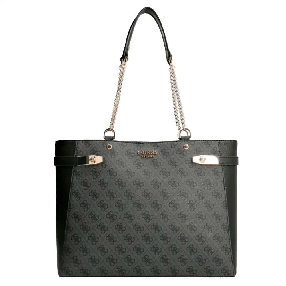 Sac bandoulière femme Guess Zadie 4g logo shopper Noir - ZESHOES Sac bandoulière femme Guess Zadie 4g logo shopper Noir - ZESHOES