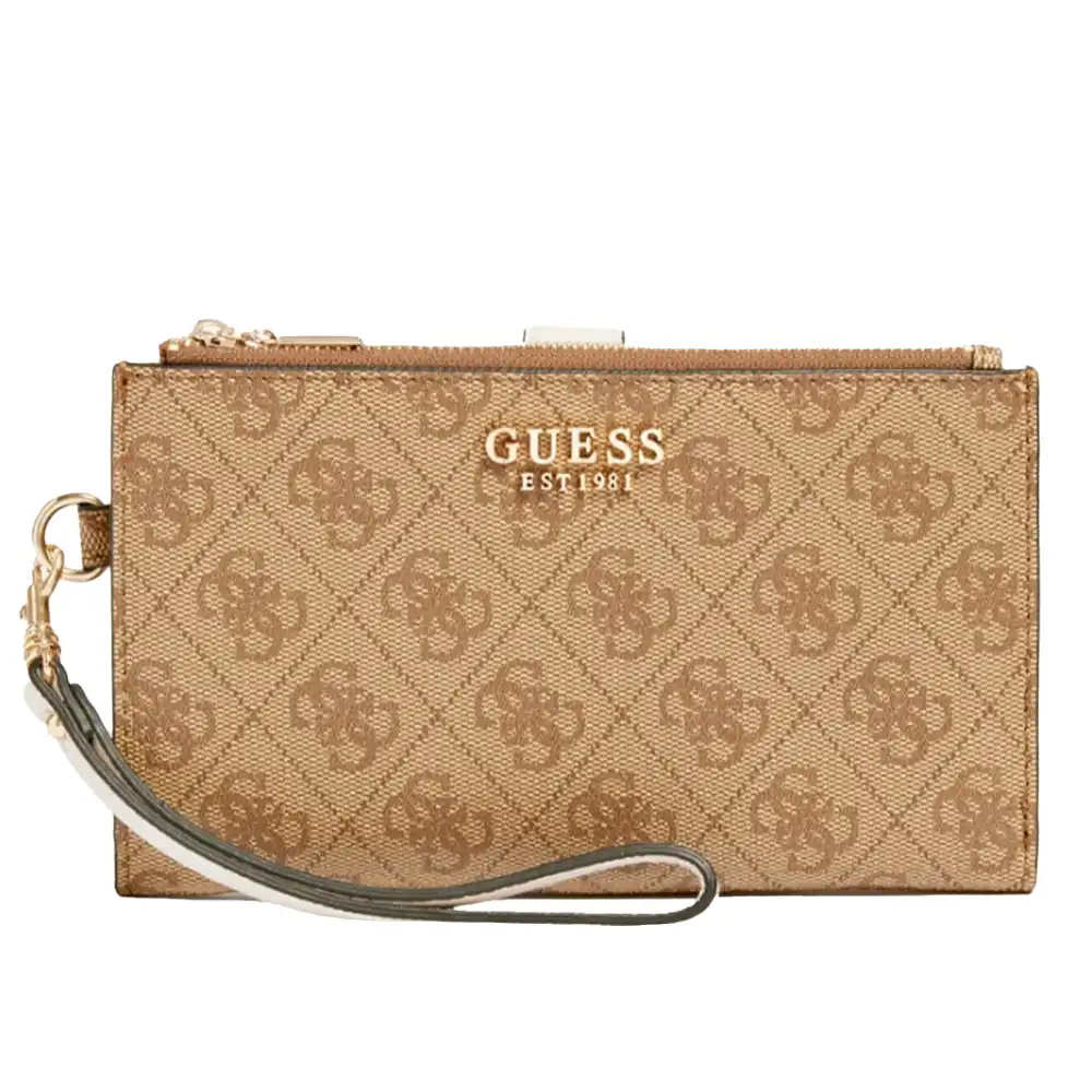 Portefeuille femme Guess zadie logo 4g Camel - ZESHOES