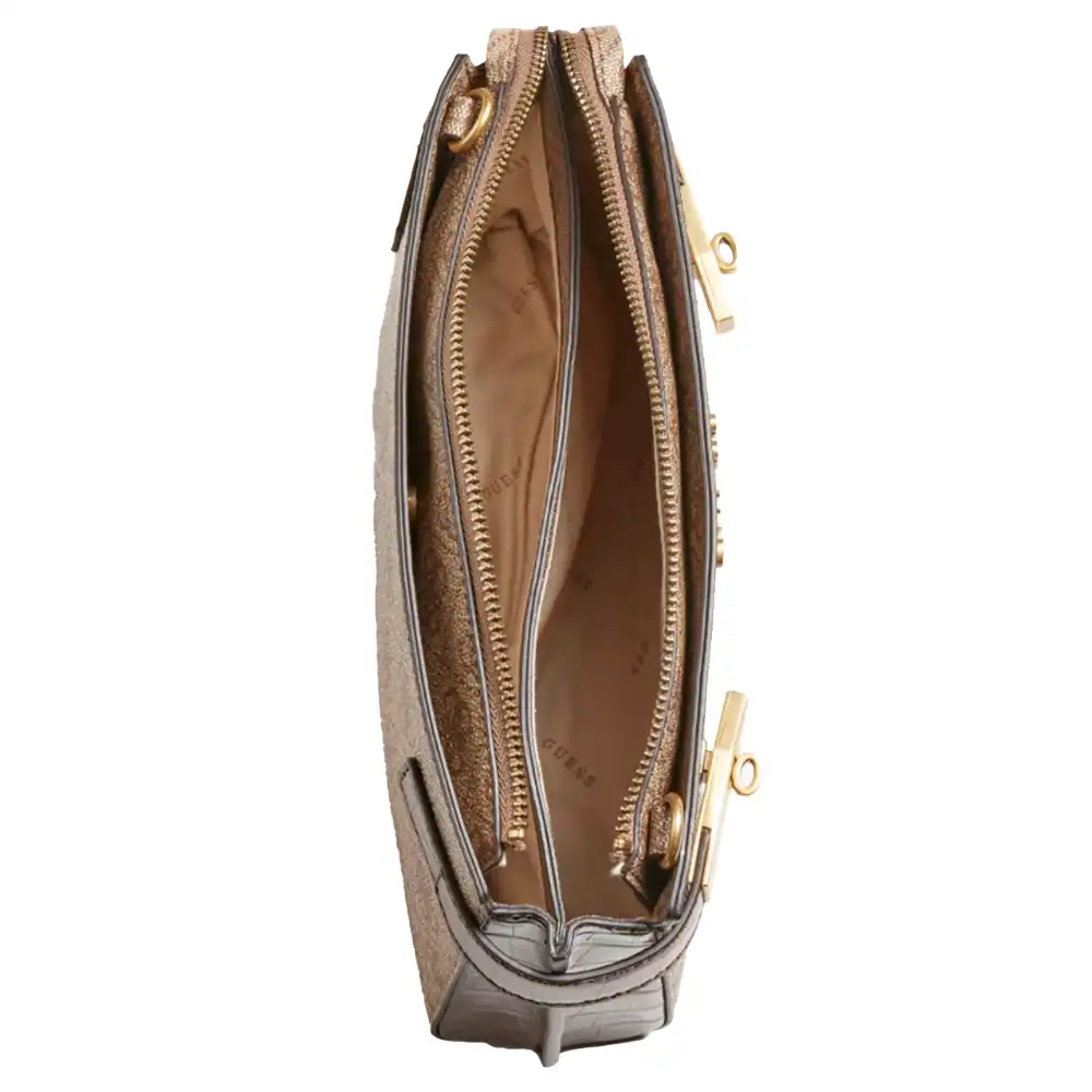 Pochette femme Guess Zadie logo 4g Marron - ZESHOES