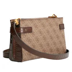Pochette femme Guess Zadie logo 4g Marron - ZESHOES