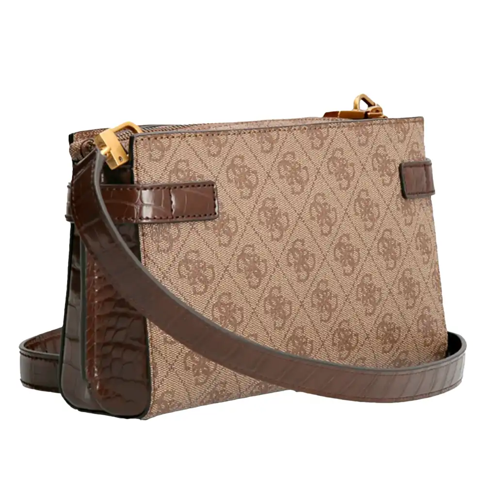 Pochette femme Guess Zadie logo 4g Marron - ZESHOES