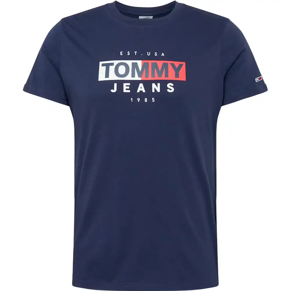 T shirt manche courte homme Tommy Jeans Front logo Bleu - ZESHOES