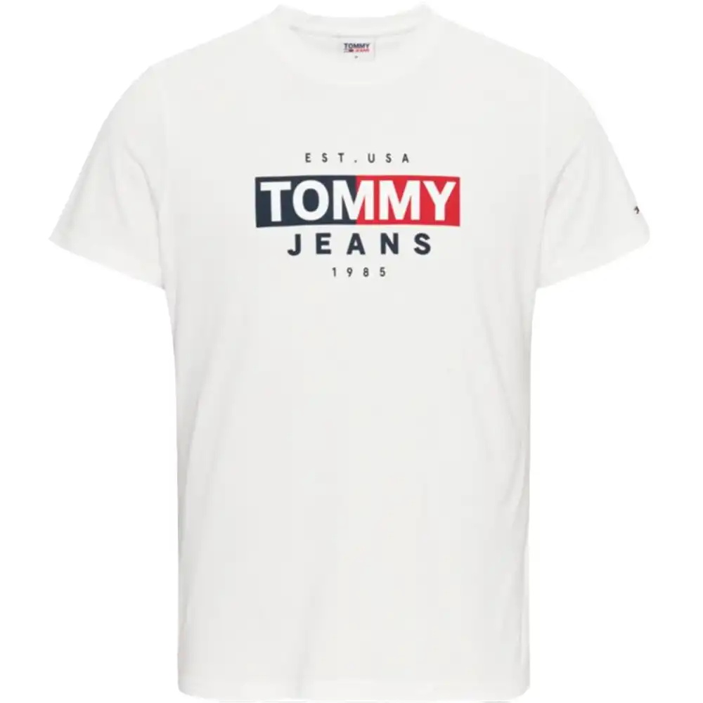 T shirt manche courte homme Tommy Jeans Front logo Blanc - ZESHOES