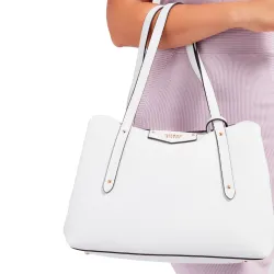 Sac bandoulière femme Guess Cabas eco brenton Blanc - ZESHOES