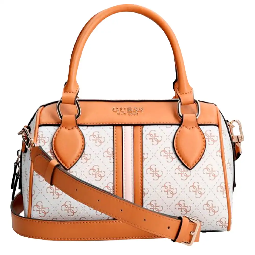 Sac a main femme Guess Noelle box satchel Blanc - ZESHOES