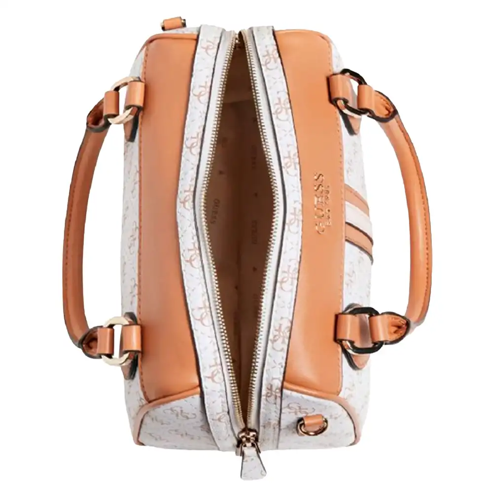 Sac a main femme Guess Noelle box satchel Blanc - ZESHOES Sac a main femme Guess Noelle box satchel Blanc - ZESHOES