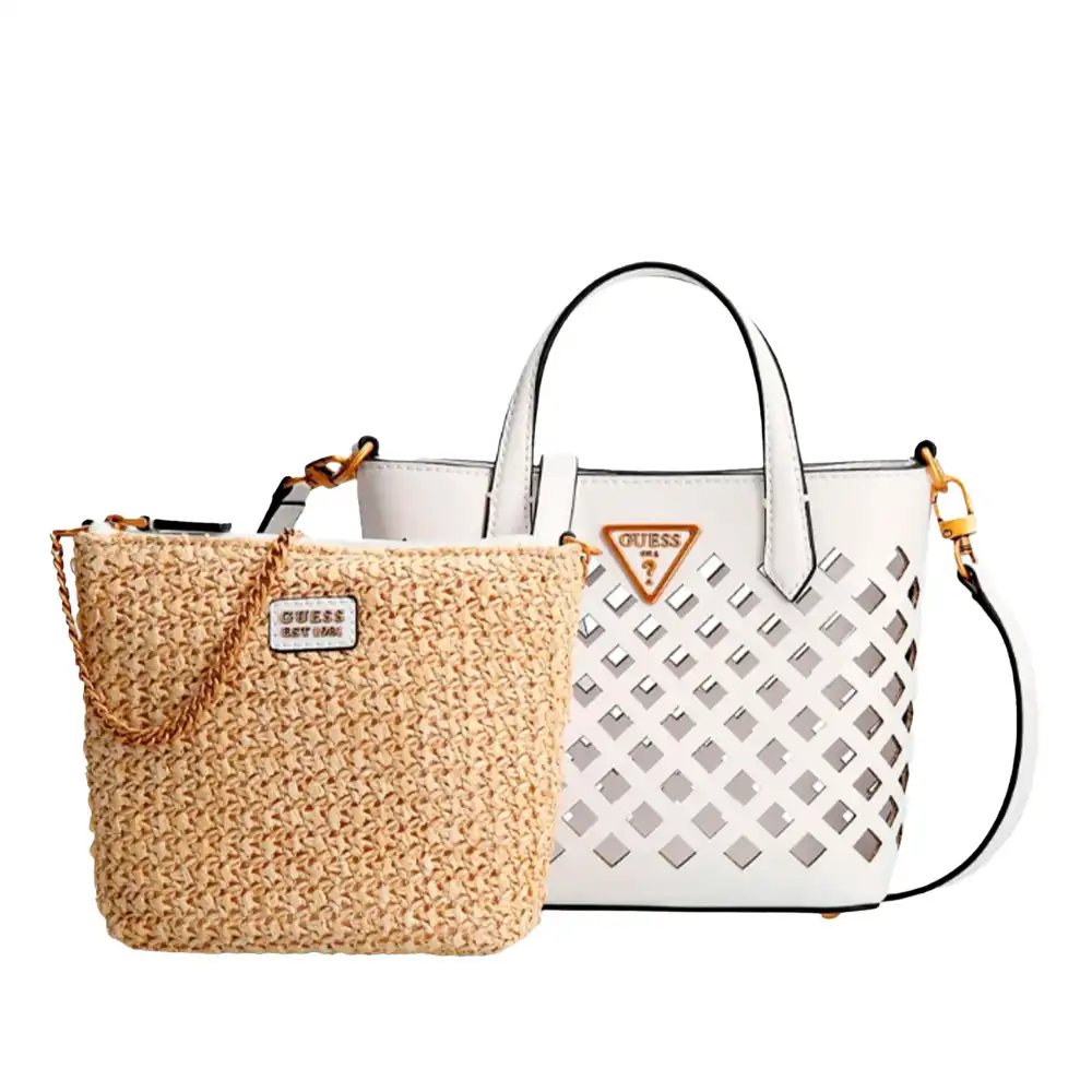 Sac bandoulière femme Guess Mini cabas aqua Blanc - ZESHOES