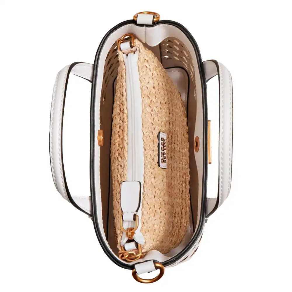 Sac bandoulière femme Guess Mini cabas aqua Blanc - ZESHOES