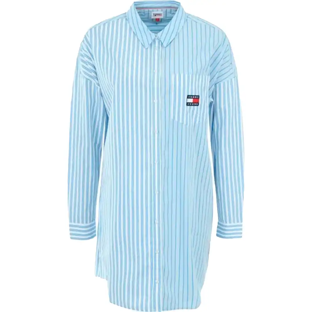 Chemise manche longue femme Tommy Jeans Chemise de nuit Bleu - ZESHOES