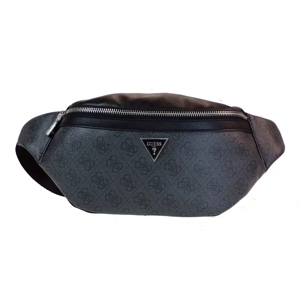 Sac banane homme Guess Vezzola logo triangle Noir - ZESHOES