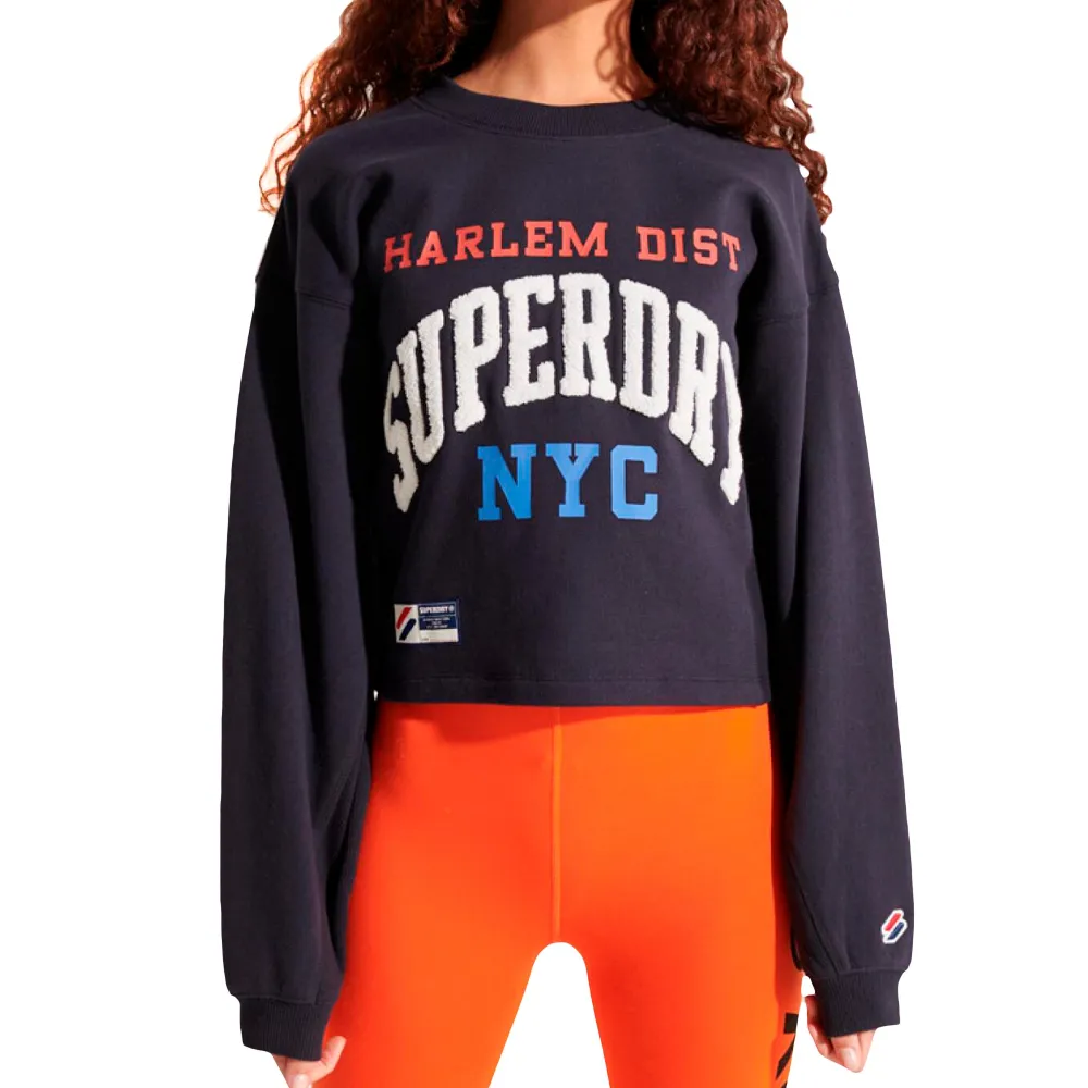 Superdry Sweat Varsity Arch Batwing Crew Femme Bleu