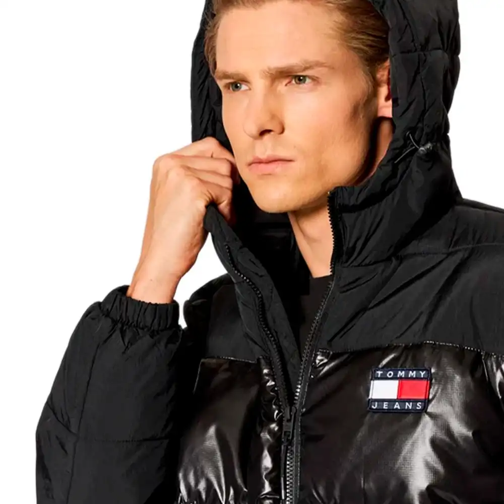 Doudoune homme Tommy Jeans Classic flag logo Noir - ZESHOES