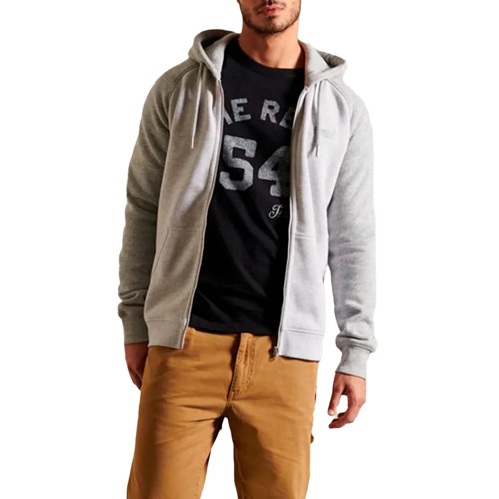 Superdry Sweat Embroidered baseball zip Homme Gris