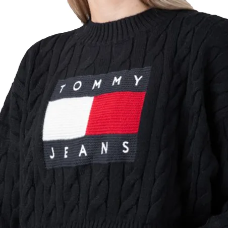 Sweat shirt femme Tommy Jeans Noir Big flag logo