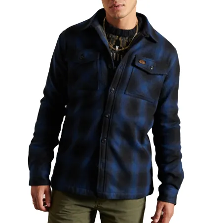 Chemise manches longues homme Superdry Bleu Wool miller 