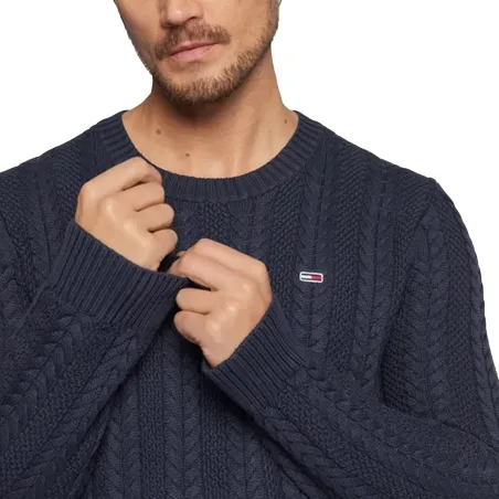 Pull homme Tommy Jeans Bleu Dunkelblau cable