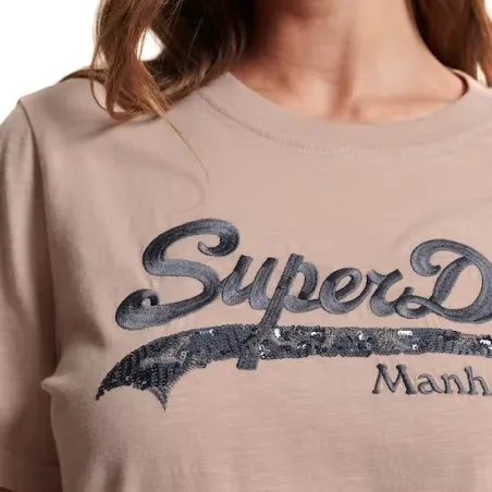 Tee shirt manche courte femme Superdry Rose Logo vintage